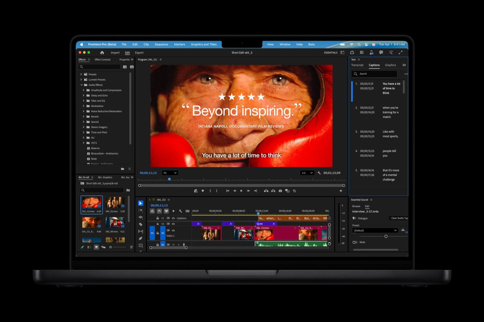 Apple MacBoo running Adobe Premiere Pro