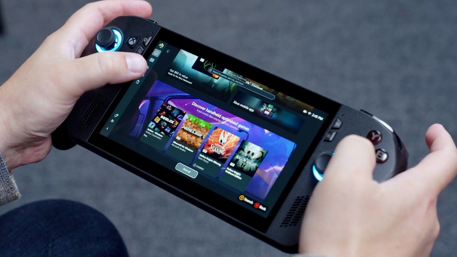 rog xbox ally x handheld optimized game menu